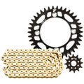 Tusk Chain and Sprocket Kit - Aluminum Rear/Gold X-Ring Chain Black Rear Sprocket